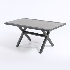 Table basse de jardin anthracite a pieds en X