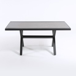 Table basse de jardin anthracite a pieds en X 2