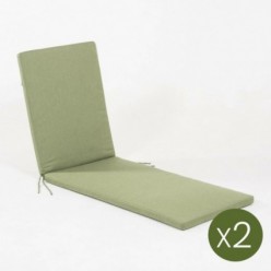 Coussin pour chaise longue de jardin en oléfine verte - Pack 2 unités