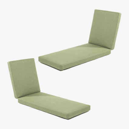 Coussin bain de soleil haute epaisseur pour jardin vert olefine - Pack 2 unites