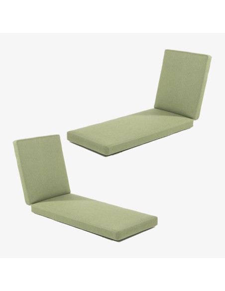 Coussin bain de soleil haute epaisseur pour jardin vert olefine - Pack 2 unites
