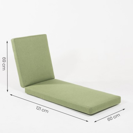 Coussin bain de soleil haute epaisseur pour jardin vert olefine - Pack 2 unites
