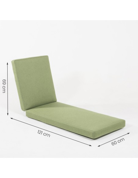 Coussin bain de soleil haute epaisseur pour jardin vert olefine - Pack 2 unites