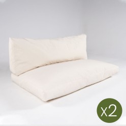 Coussins pour sièges palettes avec dossier standard beige amovible - Pack de 2 unités