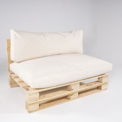 Sofá de palete com almofadas removíveis, assento com encosto padrão bege