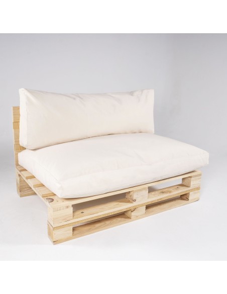 Canapé palette avec coussins amovibles, assise avec dossier standard beige
