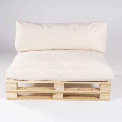 Sofá de palete com almofadas removíveis, assento com encosto padrão bege 2