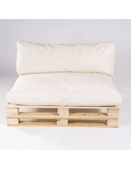 Canapé palette avec coussins amovibles, assise avec dossier standard beige