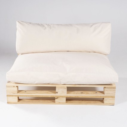 Canapé palette avec coussins d'assise et de dossier amovibles standards beiges - Pack de 2 unités