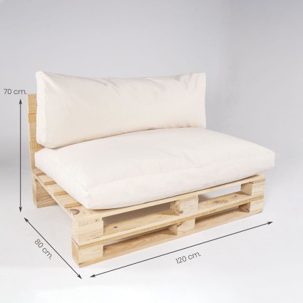 Canapé palette avec coussins d'assise et de dossier amovibles standards beiges - Pack de 2 unités