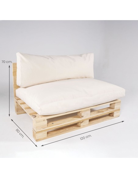 Canapé palette avec coussins d'assise et de dossier amovibles standards beiges - Pack de 2 unités