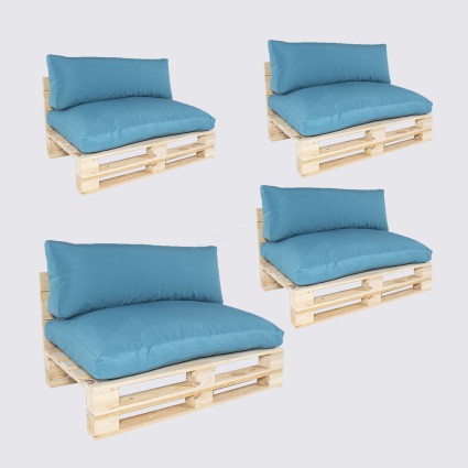 Sofa de palets con cojines desenfundables asiento con respaldo estandar turquesa - Pack 4 unidades