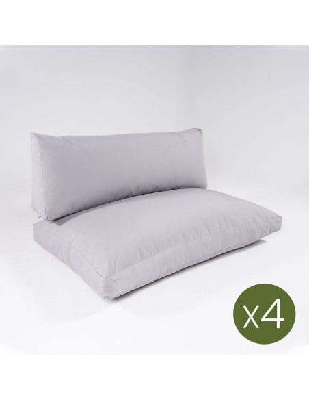 Coussins pour palettes avec housses de siège amovibles avec dossier en pierre standard - Pack de 4 unités