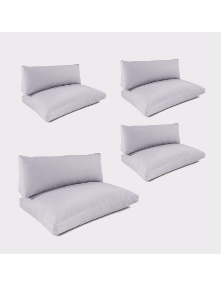 Coussins pour palettes avec housses de siège amovibles avec dossier en pierre standard - Pack de 4 unités