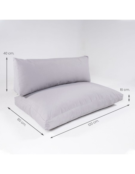 Coussins pour palettes avec housses de siège amovibles avec dossier en pierre standard - Pack de 4 unités