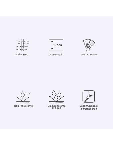 Coussins pour palettes avec housses de siège amovibles avec dossier en pierre standard - Pack de 4 unités