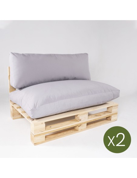 Sofa de palet con cojines desenfundables asiento y respaldo estandar piedra - Pack 2 unidades
