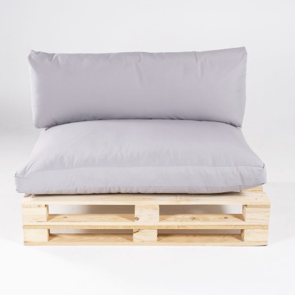 Sofa de palet con cojines desenfundables asiento y respaldo estandar piedra - Pack 2 unidades