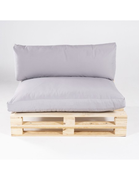Sofa de palet con cojines desenfundables asiento y respaldo estandar piedra - Pack 2 unidades