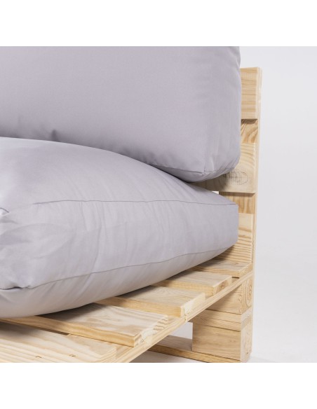 Sofa de palet con cojines desenfundables asiento y respaldo estandar piedra - Pack 2 unidades