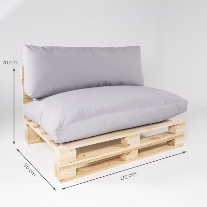 Sofa de palet con cojines desenfundables asiento y respaldo estandar piedra - Pack 2 unidades