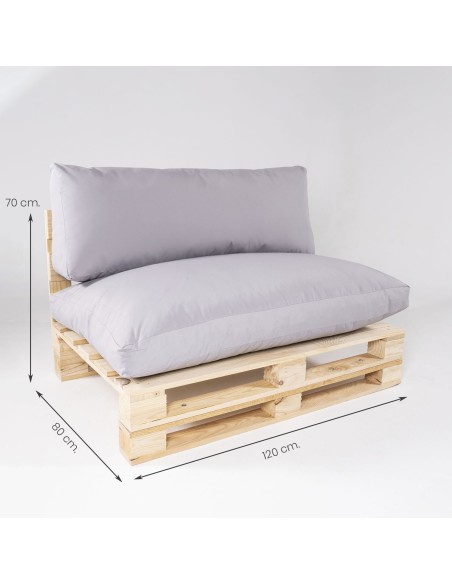 Sofa de palet con cojines desenfundables asiento y respaldo estandar piedra - Pack 2 unidades