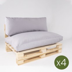 Sofá de palete com almofadas removíveis e encosto padrão em pedra - Pacote de 4 unidades