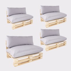 Sofá de palete com almofadas removíveis e encosto padrão em pedra - Pacote de 4 unidades 2