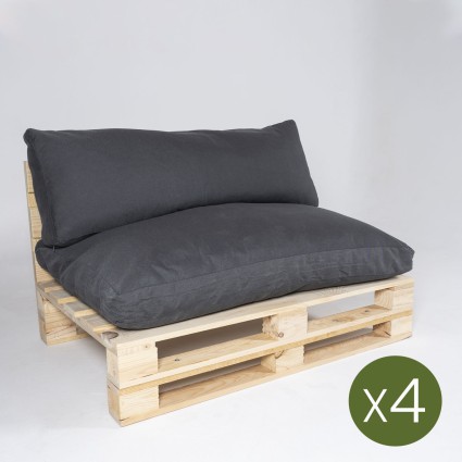 Sofa de palet con cojines desenfundables asiento con respaldo olefin gris - Pack 4 unidades
