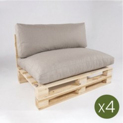 Sofá de palets con cojines desenfundables asiento con respaldo olefin marrón tostado - Pack 4 unidades