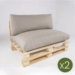 Sofá para palet con cojines desenfundables asiento con respaldo olefin marrón tostado - Pack 2 unidades