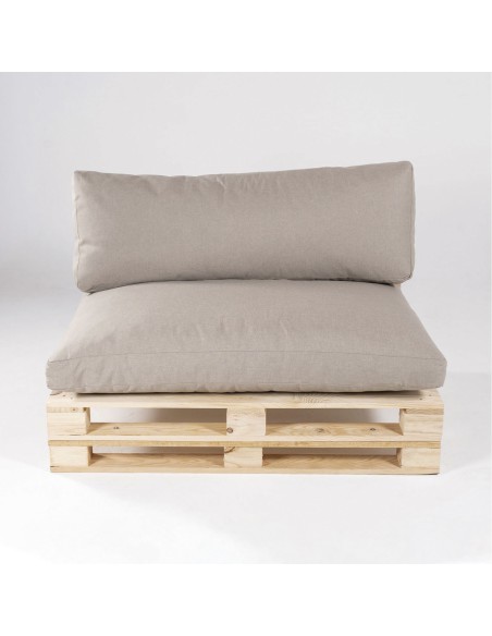 Canapé pour palette avec coussins amovibles, assise avec dossier, oléfine beige - Paquet de 2 unités