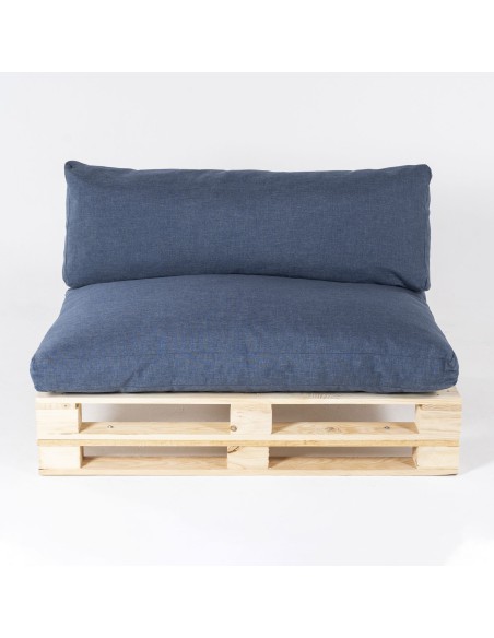 Sofá para paletes com almofadas removíveis, assento com encosto em olefina azul - Pacote de 4 unidades