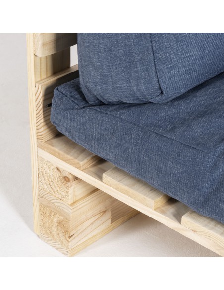 Sofá para paletes com almofadas removíveis, assento com encosto em olefina azul - Pacote de 4 unidades