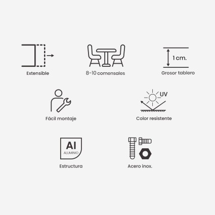 Table extensible 180-240 Anthracite avec HPL effet pierre