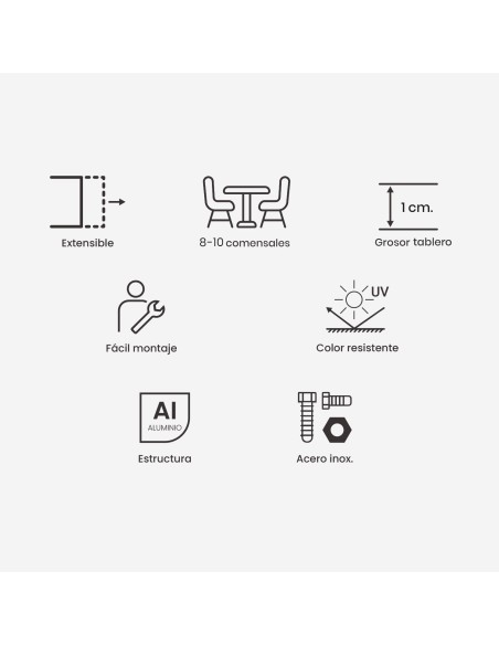 Table extensible 180-240 Anthracite avec HPL effet pierre