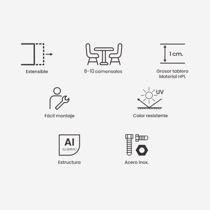 Mesa extensible 180/240 Laver con HPL estilo piedra