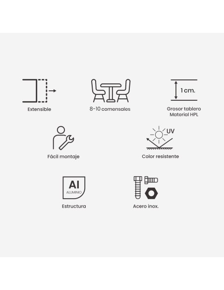 Mesa extensible 180/240 Laver con HPL estilo piedra