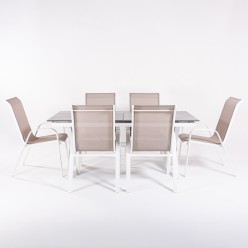Conjunto de jardin de mesa 180/240 Laver con HPL estilo piedra y 6 sillones Malmo 2