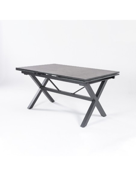 Mesa extensible 150/250 Antracita con cristal tipo piedra
