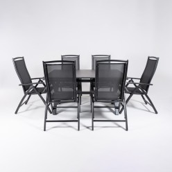 Conjunto de mesa de jardim 150-250 Antracite com vidro tipo pedra e poltronas de 6 posicoes 2