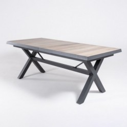 Table extensible en aluminium 162/202 anthracite avec plaques en céramique pour l'extérieur