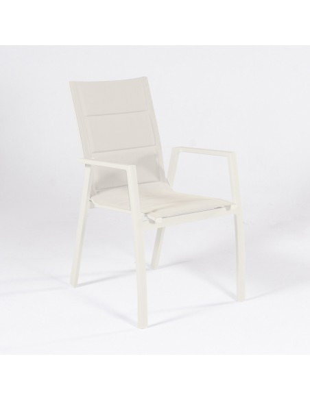 Cadeira acolchoada para exterior em aluminio creme