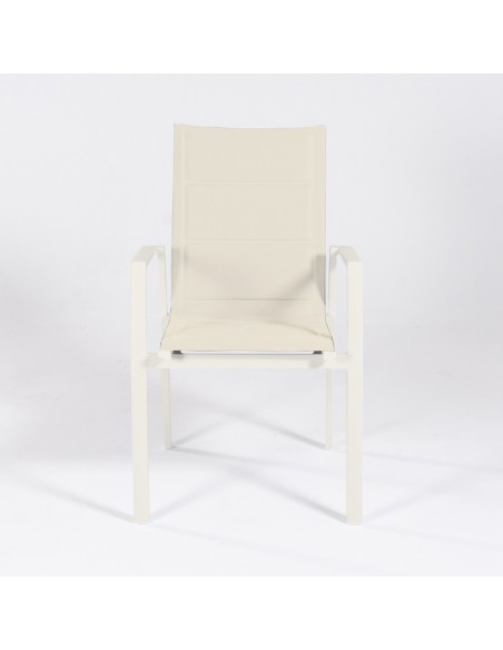 Cadeira acolchoada para exterior em aluminio creme