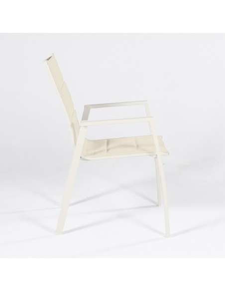 Cadeira acolchoada para exterior em aluminio creme