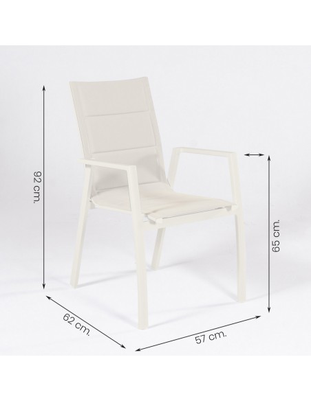 Cadeira acolchoada para exterior em aluminio creme