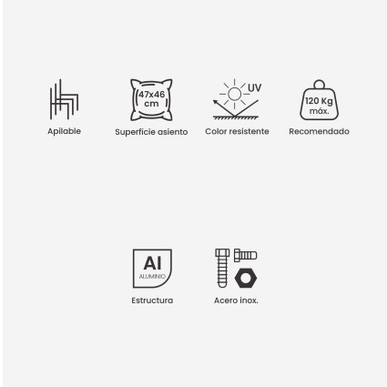 Cadeira acolchoada para exterior em aluminio creme