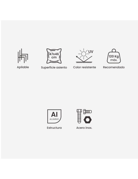 Cadeira acolchoada para exterior em aluminio creme