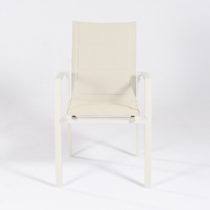 Pacote de 2 cadeiras de jardim acolchoadas em aluminio na cor creme