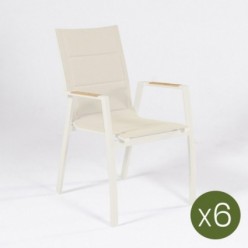 Pack 6 sillas exterior de aluminio blanco roto